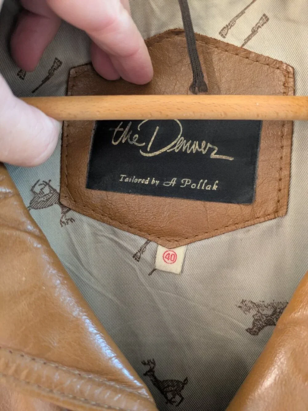 VTG 70s The Denner Leather Hunting Jacket by A. Pollak Camel Brown Mens 40 M